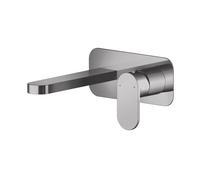 Current Round Wall Mounted 2 Tap Hole Mixer Tap with Plate - Brushed Pewter - Balterley