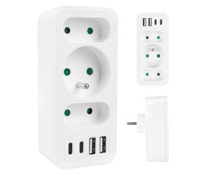 Current socket x3 + 4xUSB Maclean, splitter with 3 sockets, 2xUSB A, 2xUSB C PD 20W, 1x16A + 2x6A, MCE248 F/W