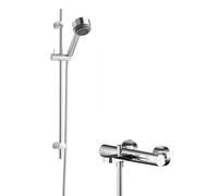 Current Wall Mount Thermostatic Bath Shower Mixer Tap with Linear Slide Rail Kit - Chrome - Balterley