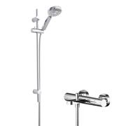 Current Wall Mount Thermostatic Bath Shower Mixer Tap with Multi Function Slide Rail Kit - Chrome - Balterley