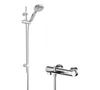 Current Wall Mount Thermostatic Bath Shower Mixer Tap with Multi Function Slide Rail Kit - Chrome - Balterley