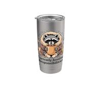 Currently Avoiding Responsibilities Cozy Raccoon Stainless Steel Insulated Tumbler