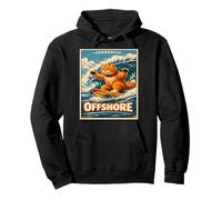 Currently Offshore Funny Surfing Cat Retro Beach Wave Gift. Pullover Hoodie