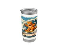 Currently Offshore Funny Surfing Cat Retro Beach Wave Gift. Stainless Steel Insulated Tumbler