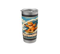 Currently Offshore Funny Surfing Cat Retro Beach Wave Gift. Stainless Steel Insulated Tumbler