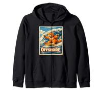 Currently Offshore Funny Surfing Cat Retro Beach Wave Gift. Zip Hoodie