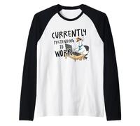 Currently Pretending to Work Funny Goose Office Humor Design Raglan Baseball Tee