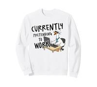 Currently Pretending to Work Funny Goose Office Humor Design Sweatshirt