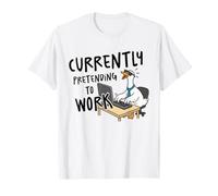 Currently Pretending to Work Funny Goose Office Humor Design T-Shirt
