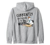 Currently Pretending to Work Funny Goose Zip Hoodie