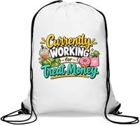Currently Working For Treat Money Fun Gym Sack Casual Drawstring Bag White