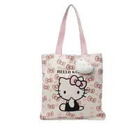 CurryFerry Cute Cartoon Kitty Tote Bag - Pink and White Kawaii Style Reusable Shoulder Bag - Adorable Lightweight Canvas Tote for Women