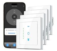 CURRYSMARTER WLAN Roller Shutter Switch, [6 Gen] Blind Switch with Controllable LED, Smart Shutter Timer Required Neutral Conductor, Shutter Control Compatible with Echo Alexa/Google, 4 Pieces