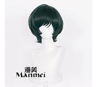 Curse Back to war Zen Yuan Zhenyi cos Wig Second Grade Dark Green Fluffy Short Hair Wig Cosplay Anime Wig Coser