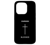 Cursed Blessed Cross - Minimalist Christian Faith Case for iPhone 15 Pro