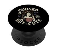 Cursed But Cute Retro Halloween Witch Design PopSockets Adhesive PopGrip