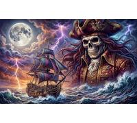 Cursed Skeleton Captain 1000 Piece Jigsaw Puzzle,Premium Cardboard,Great Gifts,Educational Toy,Whimsical Challenge,Home Wall Decor,Adults & Kids 14+,Stress Relief 52x38cm