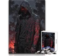 Cursed Skull Reaper with Red Tattoos 1000 Piece Jigsaw Puzzles for Adults Creative Problem Solving Game Heartfelt Memorable Gift Idea Size 38x52cm
