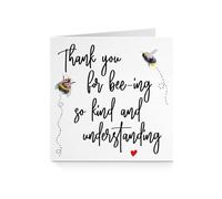 Cursive Bee Red Heart Thank You Card - Kind And Understanding (For Him or Her)