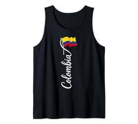 Cursive Colombia Calligraphy with Waving Flag Tank Top