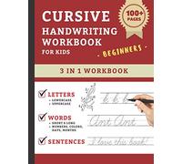 Cursive Handwriting Workbook For Kids Beginners: Cursive Handwriting Practice Book For Kids Grade 1-5 | 3 in 1 Learning Cursive Handwriting Workbook ... Words, and Sentences (Red Cover Edition)
