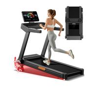 CURSOR FITNESS Foldable Treadmill for Home with 20% Incline, 14KM/H Folding Treadmills with Handles, Portable Indoor Running Machine with 180KG Weight Capacity, Large Running Belt and LED Touch Screen