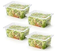 CURTA 4-Pack 1/2 Size 6" Deep NSF Polycarbonate Food Pan with Notched Lid & Drain Tray | Dishwasher & Freezer Safe Clear Container for Prep Tables, Buffet, Salad Bar, Commercial Kitchen