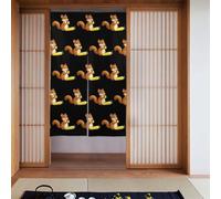 Curtain 2 Pieces Spliced 34x56in HYTTER Little Squirrel Eating Corn Printed for Most Doors, Perfect for Hanging Between Rooms, on Walls