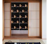 Curtain 2 Pieces Spliced 34x56in HYTTER Little Squirrel Picking Flowers Printed for Most Doors, Perfect for Hanging Between Rooms, on Walls