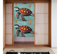 Curtain 2 Pieces Spliced 34x56in HYTTER Sea Turtle Starfish Printed for Most Doors, Perfect for Hanging Between Rooms, on Walls
