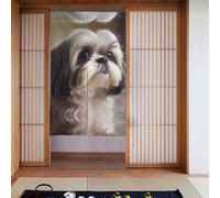 Curtain 2 Pieces Spliced 34x56in HYTTER Shih Tzu Dog Printed for Most Doors, Perfect for Hanging Between Rooms, on Walls