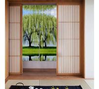 Curtain 2 Pieces Spliced 34x56in HYTTER Willow Tree Printed for Most Doors, Perfect for Hanging Between Rooms, on Walls