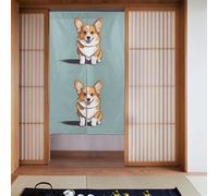 Curtain 2 Pieces Spliced 34x56in YYHHAOFA Cute Corgi Picture for Most Doors, Perfect for Hanging Between Rooms, on Walls