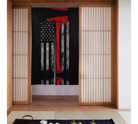 Curtain 2 Pieces Spliced 34x56in YYHHAOFA Firefighter Axe Red Line Flag Picture for Most Doors, Perfect for Hanging Between Rooms, on Walls