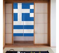 Curtain 2 Pieces Spliced 34x56in YYHHAOFA Greek Flag Picture for Most Doors, Perfect for Hanging Between Rooms, on Walls