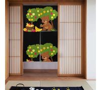 Curtain 2 Pieces Spliced 34x56in YYHHAOFA Little Brown Bear Planting Fruit Trees Picture for Most Doors, Perfect for Hanging Between Rooms, on Walls