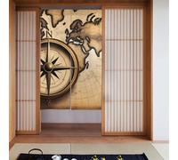 Curtain 2 Pieces Spliced 34x56in YYHWHJDE Compass and Old World Map Pattern for Most Doors, Perfect for Hanging Between Rooms, on Walls