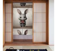 Curtain 2 Pieces Spliced 34x56in YYHWHJDE Gray Rabbit Holding A Heart Pattern for Most Doors, Perfect for Hanging Between Rooms, on Walls