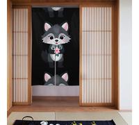 Curtain 2 Pieces Spliced 34x56in YYHWHJDE Gray Wolf Holding A Flower Pattern for Most Doors, Perfect for Hanging Between Rooms, on Walls