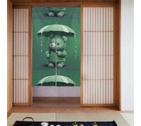 Curtain 2 Pieces Spliced 34x56in YYHWHJDE Green Bear Holding an Umbrella Pattern for Most Doors, Perfect for Hanging Between Rooms, on Walls