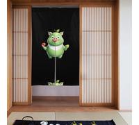 Curtain 2 Pieces Spliced 34x56in YYHWHJDE Green Pig Holding an Apple Pattern for Most Doors, Perfect for Hanging Between Rooms, on Walls