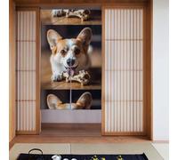 Curtain 2 Pieces Spliced 34x56in YYHWHJDE Little Corgi Chewing Bones Pattern for Most Doors, Perfect for Hanging Between Rooms, on Walls