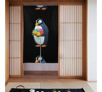Curtain 2 Pieces Spliced 34x56in YYHWHJDE Penguin Holding Colorful Flowers Pattern for Most Doors, Perfect for Hanging Between Rooms, on Walls