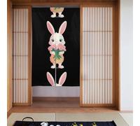 Curtain 2 Pieces Spliced 34x56in YYHWHJDE Pink Little Rabbit Holding Flowers Pattern for Most Doors, Perfect for Hanging Between Rooms, on Walls