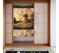 Curtain 2 Pieces Spliced 34x56in YYHWHJDE The Windmill On The Grassland Pattern for Most Doors, Perfect for Hanging Between Rooms, on Walls