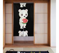 Curtain 2 Pieces Spliced 34x56in YYHWHJDE White Bear Holding Watermelon Pattern for Most Doors, Perfect for Hanging Between Rooms, on Walls