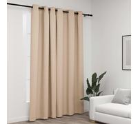Curtain Blackout Beige 100% Polyester 290x245cm Linen-Look with 12 Grommets Pack