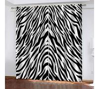Curtain Blackout Zebra pattern 3D Print Super soft fiber Thermal Insulated Noise Reduction Blackout Eyelet personality Curtains for Child Bedroom Living Room Home Decoration - 2 pieces 43.3x84.6 inch