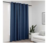 Curtain Blue Linen-Look Blackout 100% Polyester 290x245cm Grommet 12pcs Thermal