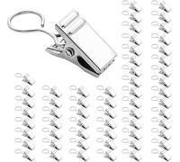 Curtain Clips，Metal Curtain Hooks, DWUENT Stainless Steel Curtain Rings with Crocodile Clamps, Multi-Color Hooks for Shower Curtains, Home Decor（50PCS）